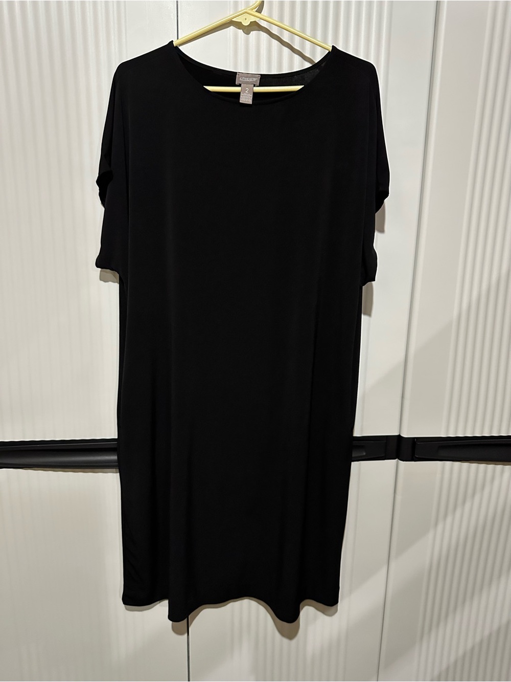Chico's Black Short Sleeve Midi Shift Dress